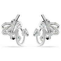 Hyperbola ear cuff, Statement, Mixed cuts, White, Rhodium plated by SWAROVSKI