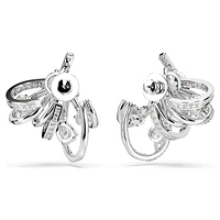 Hyperbola ear cuff, Statement, Mixed cuts, White, Rhodium plated by SWAROVSKI