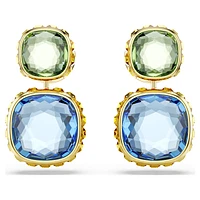 Chroma drop earrings, Cushion cut, Multicoloured, Gold-tone plated by SWAROVSKI