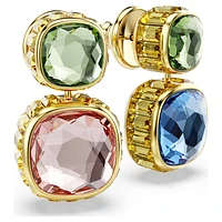 Chroma drop earrings, Cushion cut, Multicoloured, Gold-tone plated by SWAROVSKI