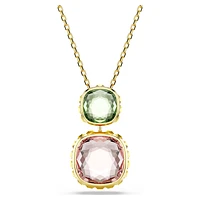 Chroma pendant, Cushion cut, Multicoloured, Gold-tone plated by SWAROVSKI
