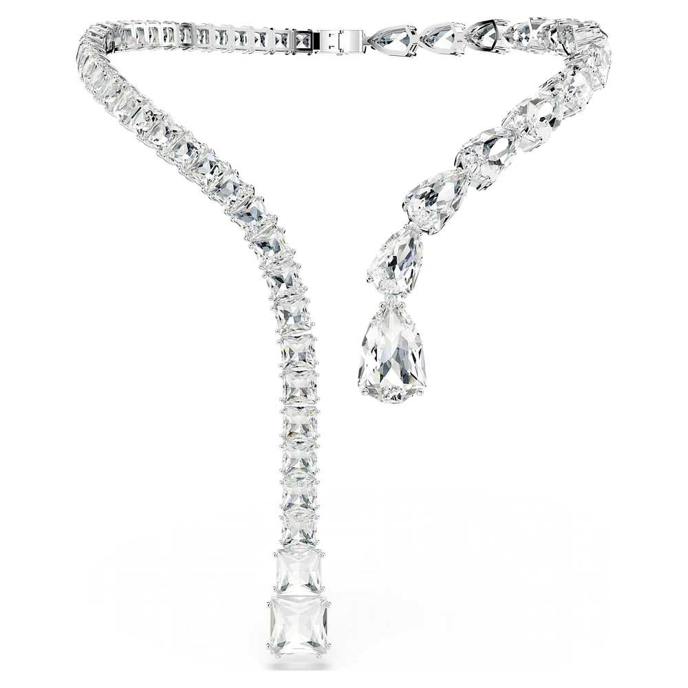 Matrix open necklace, Mixed cuts, White, Rhodium plated by SWAROVSKI