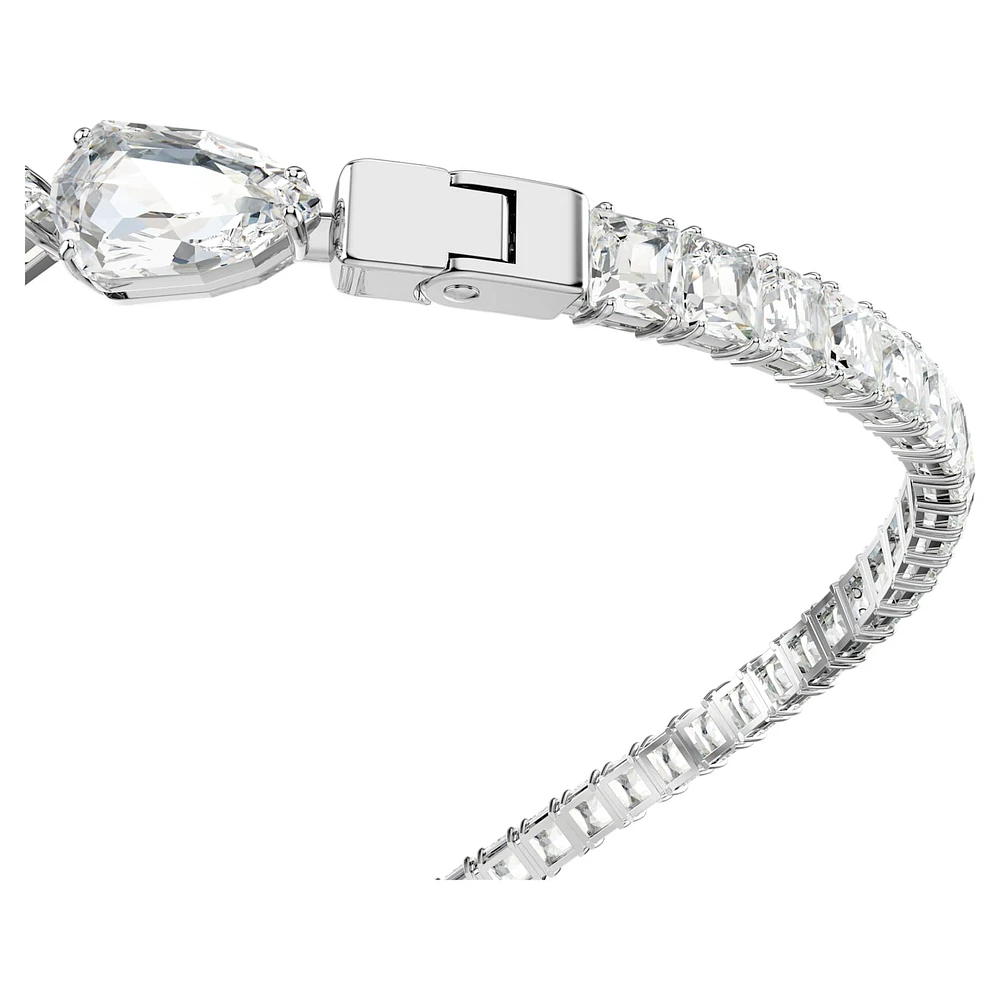 Matrix open necklace, Mixed cuts, White, Rhodium plated by SWAROVSKI