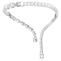 Matrix open necklace, Mixed cuts, White, Rhodium plated by SWAROVSKI