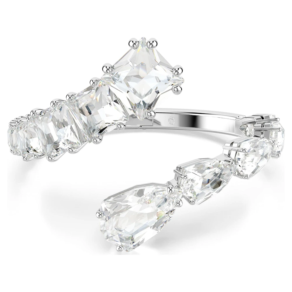 Matrix bangle, Mixed cuts, White, Rhodium plated by SWAROVSKI
