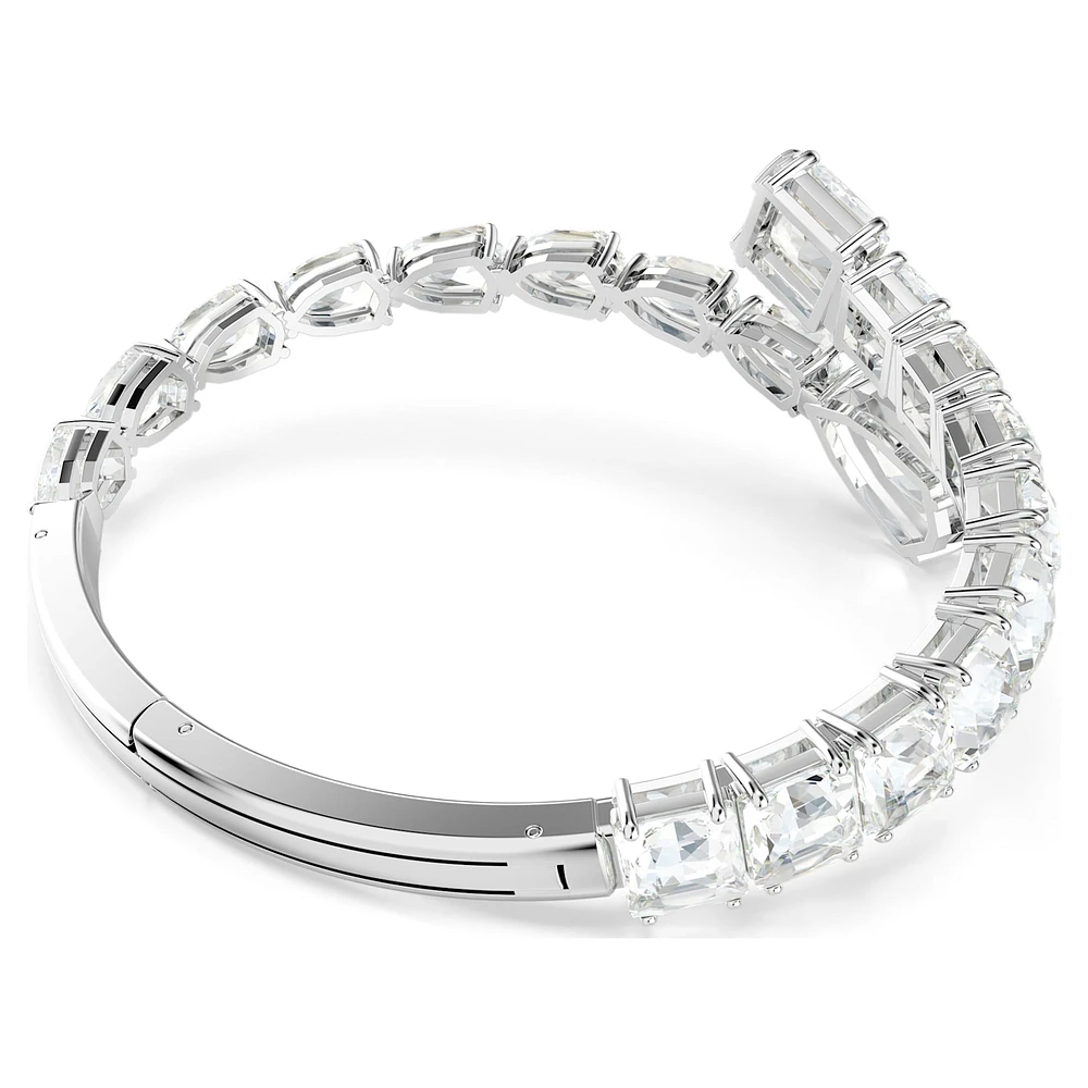 Matrix cuff, Mixed cuts, White, Rhodium plated by SWAROVSKI
