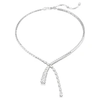 Matrix Y necklace, Mixed cuts, White, Rhodium plated by SWAROVSKI
