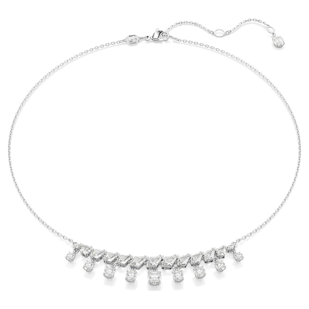 Idyllia necklace, Mixed cuts, Snowflake, White, Rhodium plated by SWAROVSKI