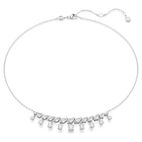 Idyllia necklace, Mixed cuts, Snowflake, White, Rhodium plated by SWAROVSKI