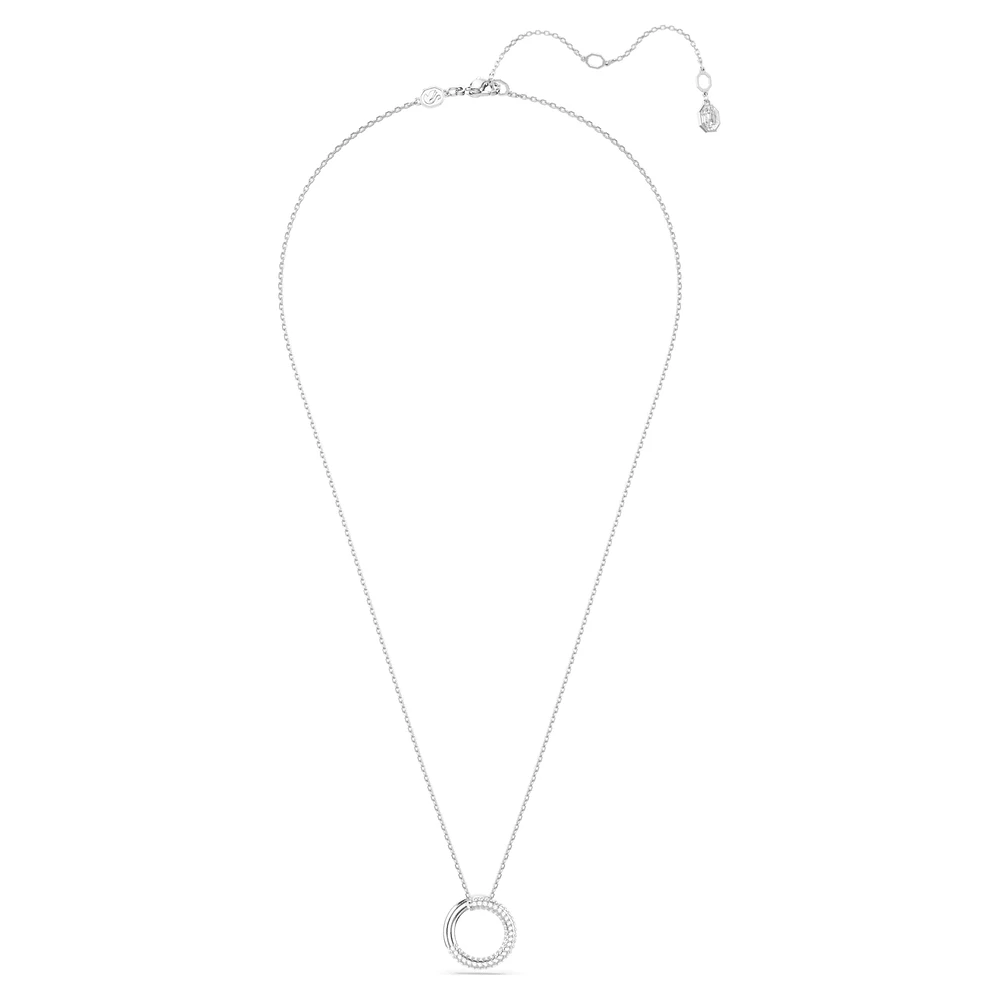 Dextera pendant, Pavé, White, Rhodium plated by SWAROVSKI
