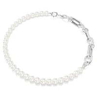 Dextera necklace, Crystal pearl, Mixed links, White, Rhodium plated by SWAROVSKI