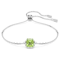 Birthstone bracelet, Square cut, August, Green, Rhodium plated by SWAROVSKI