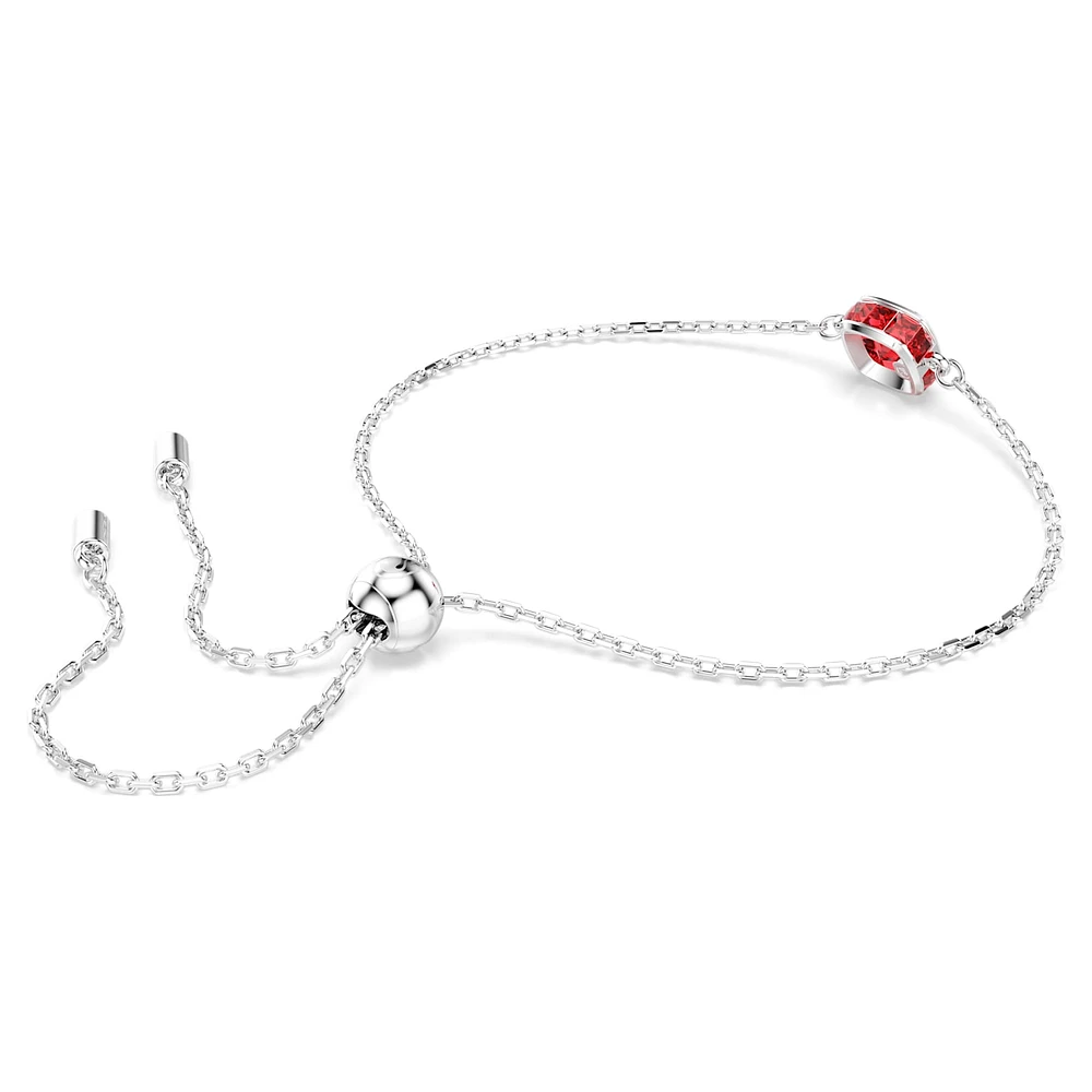 Birthstone bracelet, Square cut, July, Red, Rhodium plated by SWAROVSKI