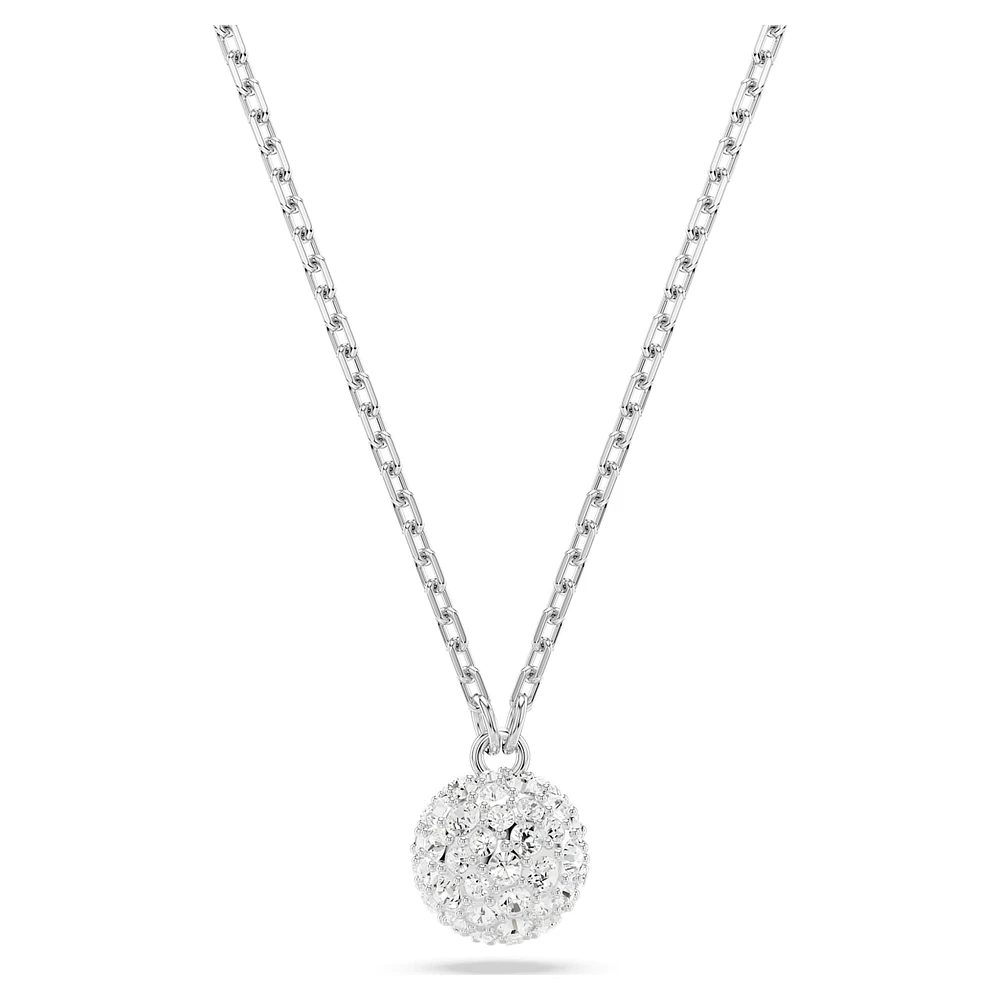 Dextera pendant, Round cut, Sphere, White, Rhodium plated by SWAROVSKI