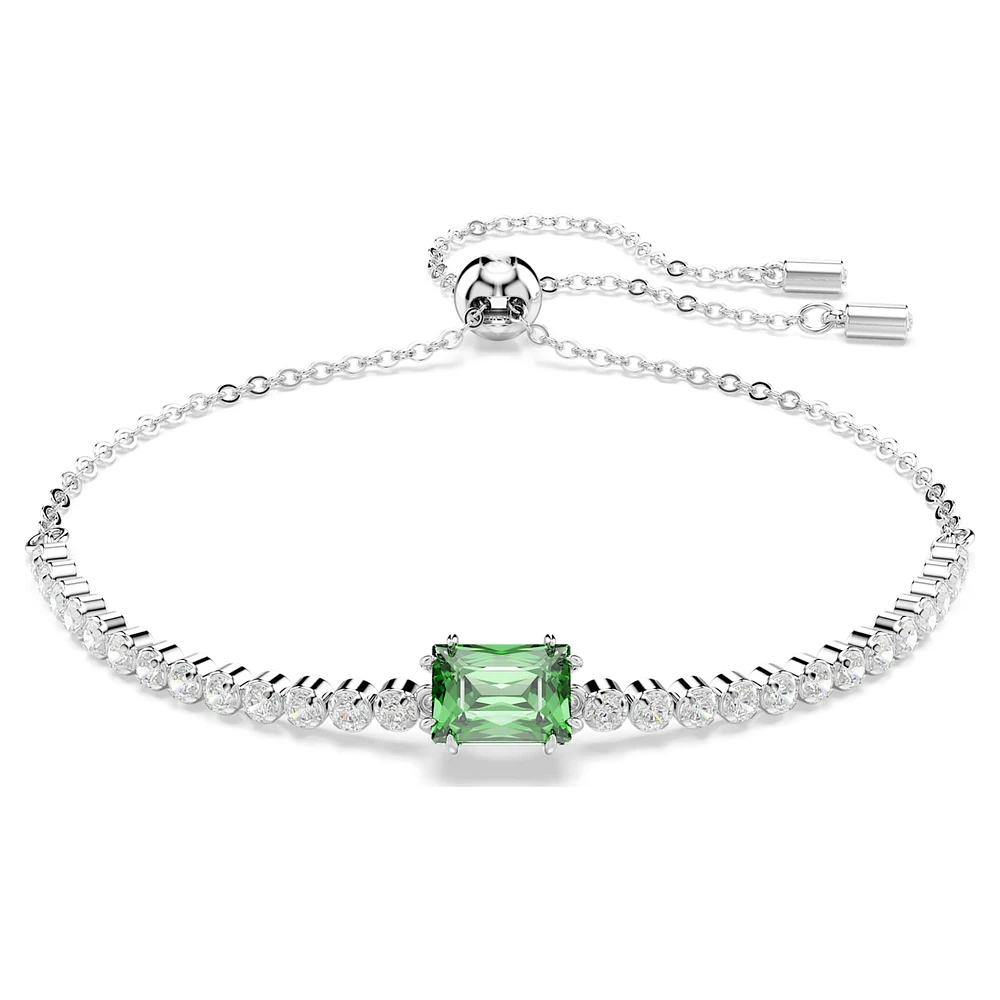 Matrix Tennis bracelet, Mixed cuts, Green, Rhodium plated by SWAROVSKI