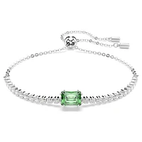 Matrix Tennis bracelet, Mixed cuts, Green, Rhodium plated by SWAROVSKI