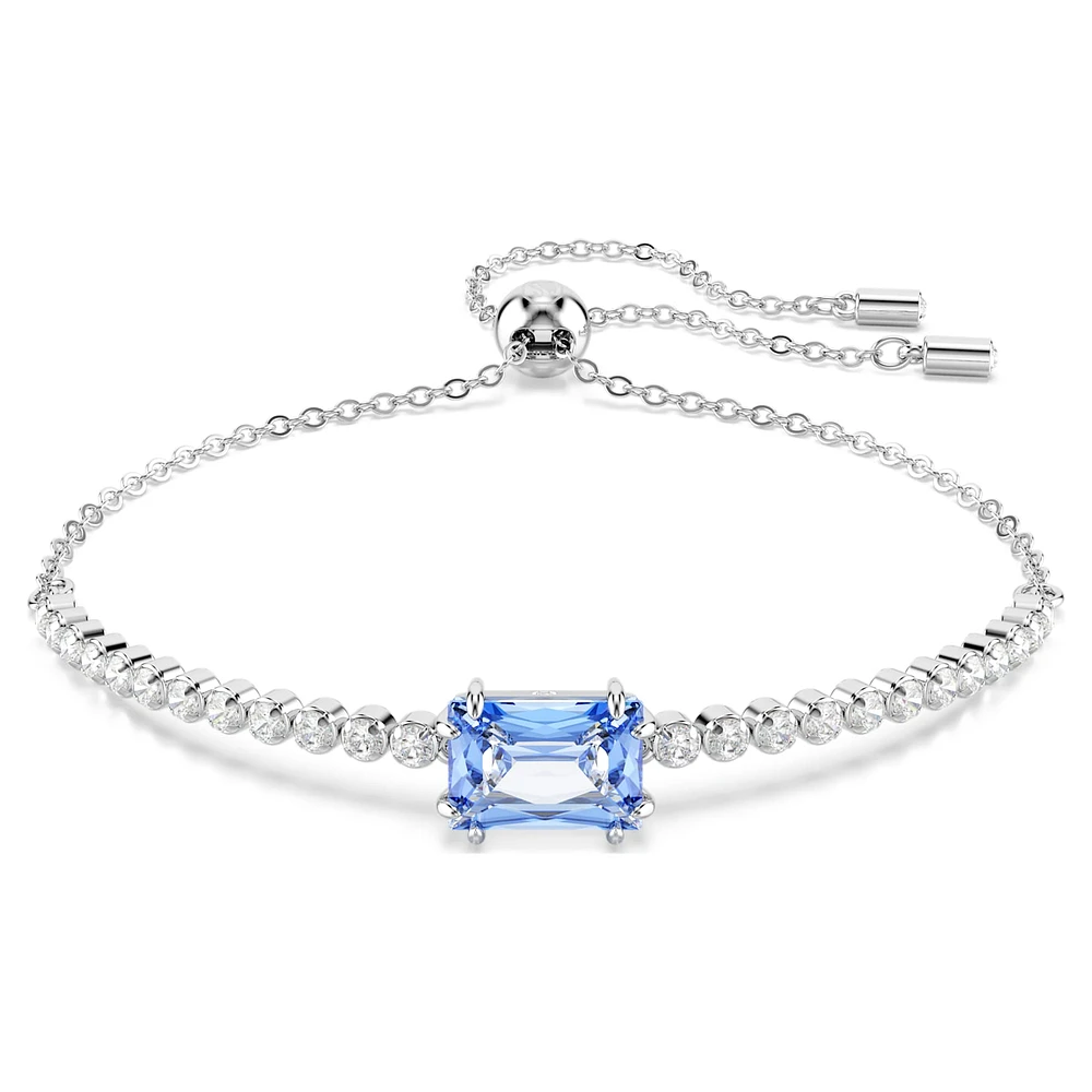 Matrix Tennis bracelet, Mixed cuts, Blue, Rhodium plated by SWAROVSKI