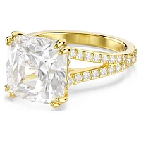 Stilla cocktail ring, Square cut, Pavé, White, Gold-tone plated by SWAROVSKI