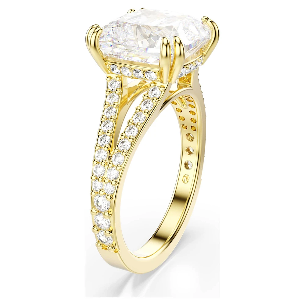 Stilla cocktail ring, Square cut, Pavé, White, Gold-tone plated by SWAROVSKI