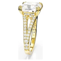 Stilla cocktail ring, Square cut, Pavé, White, Gold-tone plated by SWAROVSKI