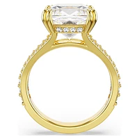 Stilla cocktail ring, Square cut, Pavé, White, Gold-tone plated by SWAROVSKI