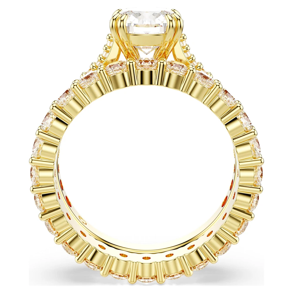 Stilla ring, Set (2), Round cut, White, Gold-tone plated by SWAROVSKI