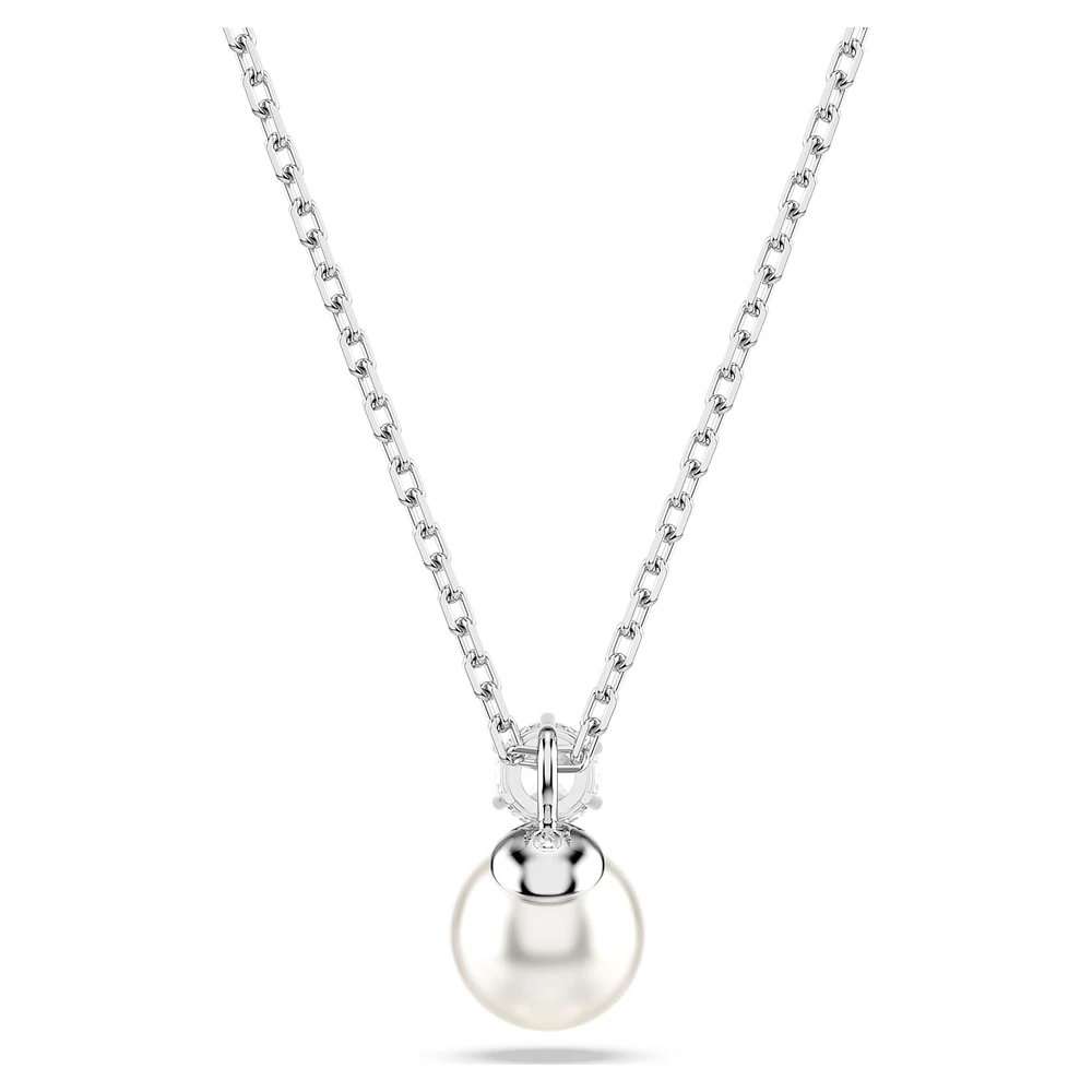 Matrix pendant, Crystal pearl, Round cut, White, Rhodium plated by SWAROVSKI