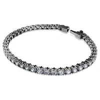 Matrix Tennis bracelet, Round cut, Grey, Ruthenium plated by SWAROVSKI