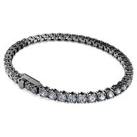 Matrix Tennis bracelet, Round cut, Grey, Ruthenium plated by SWAROVSKI