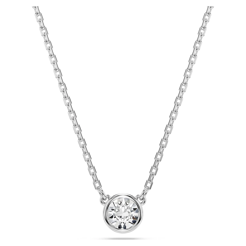 Imber pendant, Round cut, White, Rhodium plated by SWAROVSKI