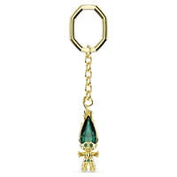 Good Luck Trolls key ring, Troll, Green, Gold-tone plated by SWAROVSKI