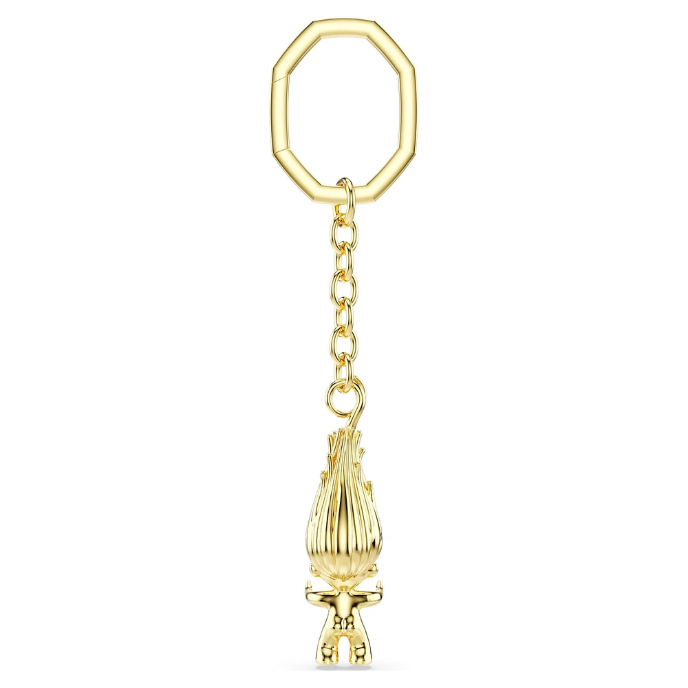 Good Luck Trolls key ring, Troll, Green, Gold-tone plated by SWAROVSKI
