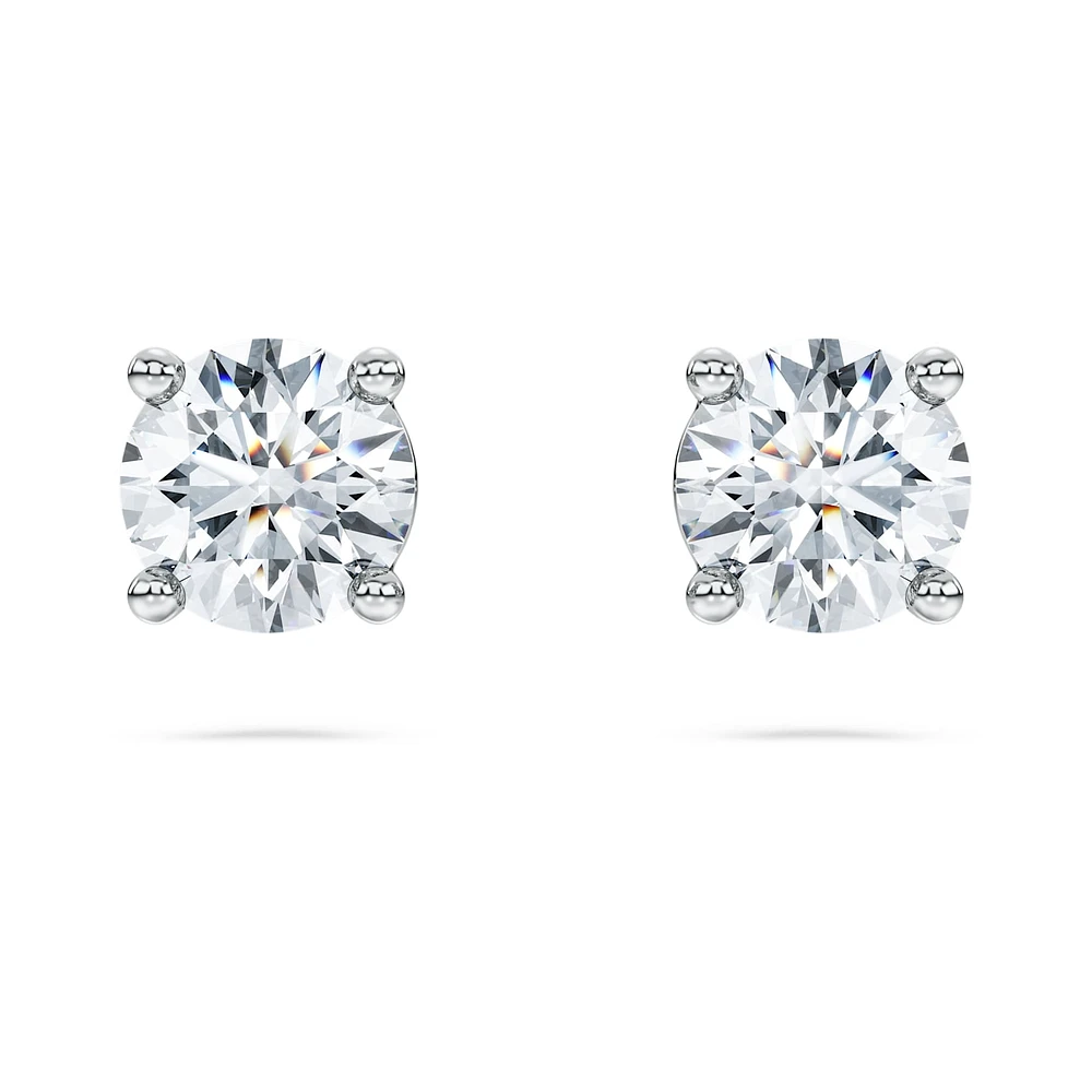 Eternity solitaire stud earrings, Lab-grown diamonds 1 ct tw, Round shape, 14K white gold by SWAROVSKI