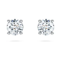 Eternity solitaire stud earrings, Lab-grown diamonds 1 ct tw, Round shape, 14K white gold by SWAROVSKI