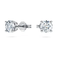 Eternity solitaire stud earrings, Lab-grown diamonds 1 ct tw, Round shape, 14K white gold by SWAROVSKI