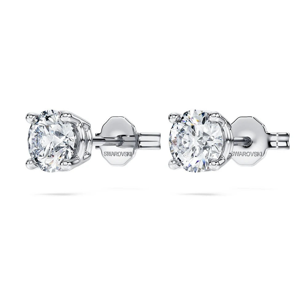 Eternity solitaire stud earrings, Lab-grown diamonds 1 ct tw, Round shape, 14K white gold by SWAROVSKI