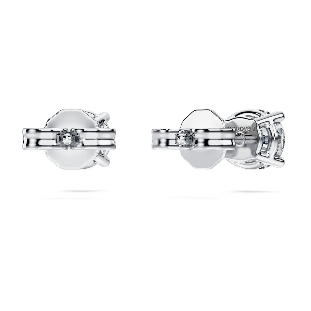 Eternity solitaire stud earrings, Lab-grown diamonds 1 ct tw, Round shape, 14K white gold by SWAROVSKI