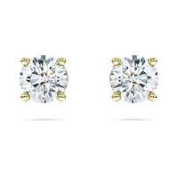 Eternity solitaire stud earrings, Lab-grown diamonds 1 ct tw, Round shape