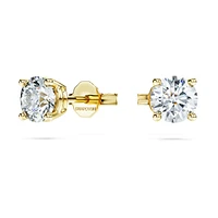 Eternity solitaire stud earrings, Lab-grown diamonds 1 ct tw, Round shape