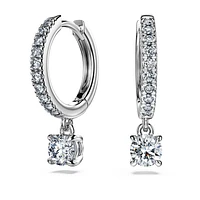 Eternity drop earrings, Lab-grown diamonds 0.7 ct tw, Round shape, 14K white gold by SWAROVSKI