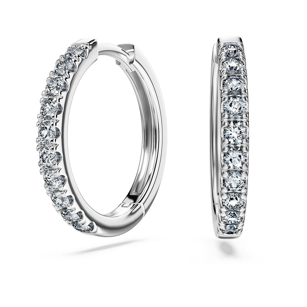 Eternity hoop earrings, Lab-grown diamonds 0.5 ct tw, Round shape, Large, 14K white gold by SWAROVSKI
