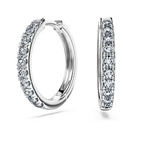 Eternity hoop earrings, Lab-grown diamonds 0.5 ct tw, Round shape, Large, 14K white gold by SWAROVSKI