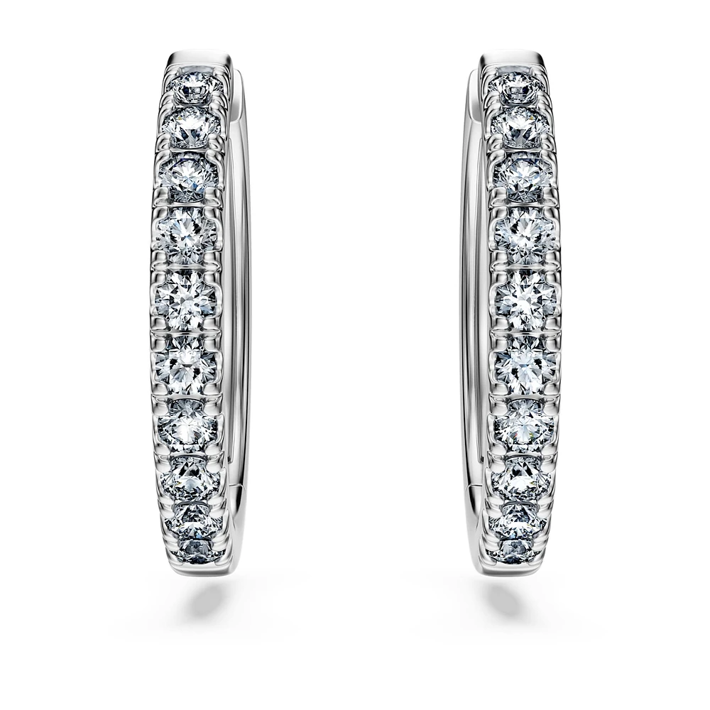 Eternity hoop earrings, Lab-grown diamonds 0.5 ct tw, Round shape, Large, 14K white gold by SWAROVSKI