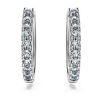Eternity hoop earrings, Lab-grown diamonds 0.5 ct tw, Round shape, Large, 14K white gold by SWAROVSKI