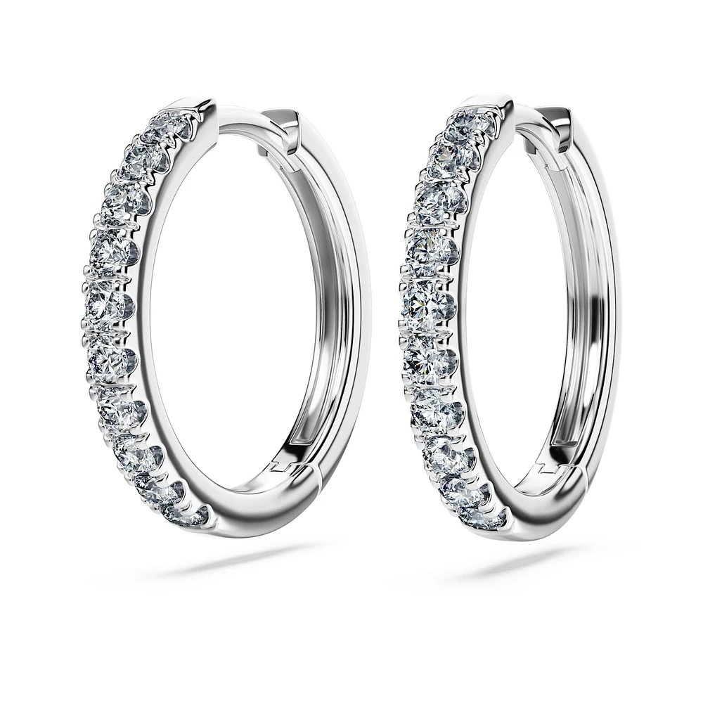 Eternity hoop earrings, Lab-grown diamonds 0.5 ct tw, Round shape, Large, 14K white gold by SWAROVSKI