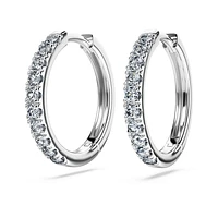 Eternity hoop earrings, Lab-grown diamonds 0.5 ct tw, Round shape, Large, 14K white gold by SWAROVSKI