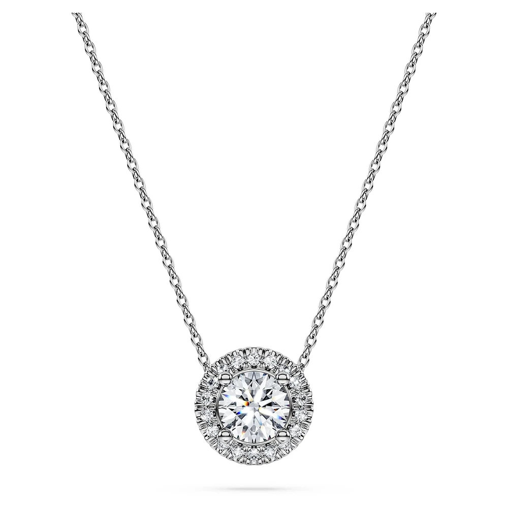 Eternity halo solitaire pendant, Lab-grown diamonds 0.59 ct tw, Round shape, 14K white gold by SWAROVSKI