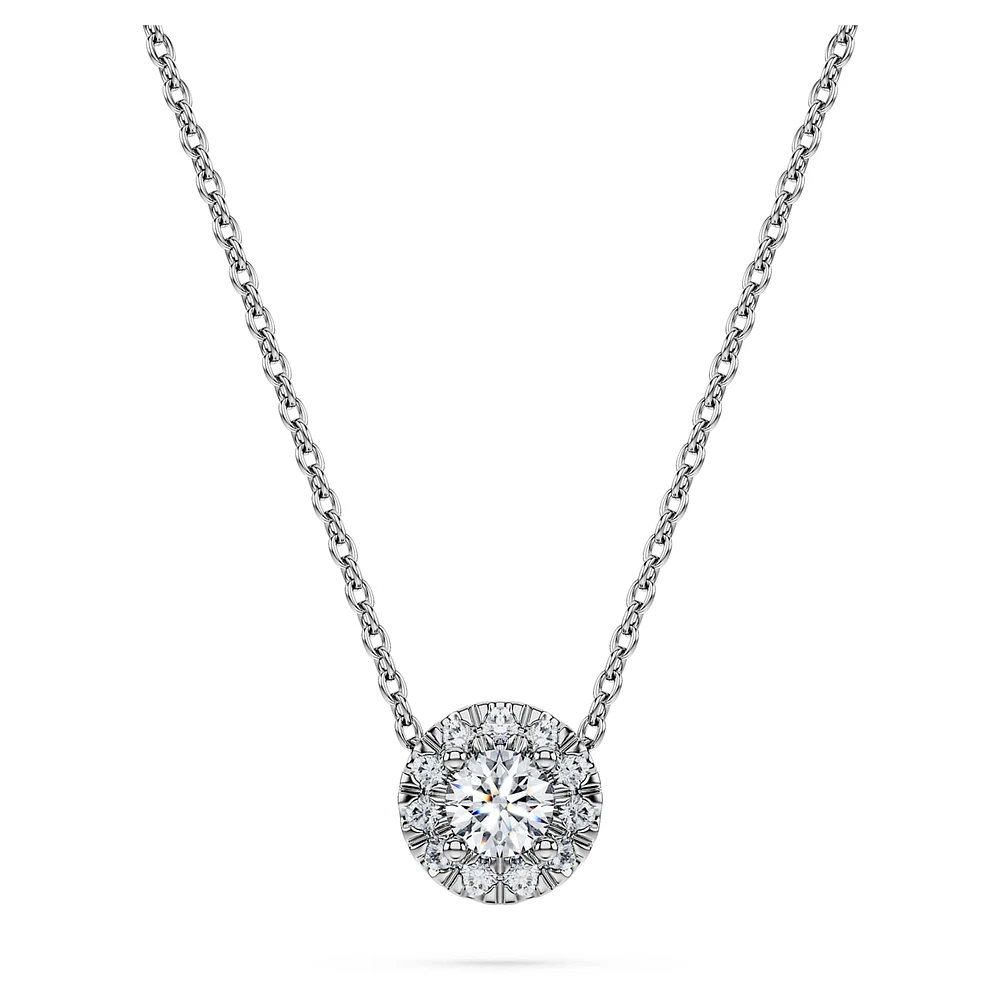 Eternity halo solitaire pendant, Lab-grown diamonds 0.23 ct tw, Round shape, Sterling silver by SWAROVSKI