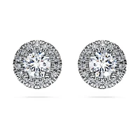 Eternity halo stud earrings, Lab-grown diamonds ct tw, Round shape