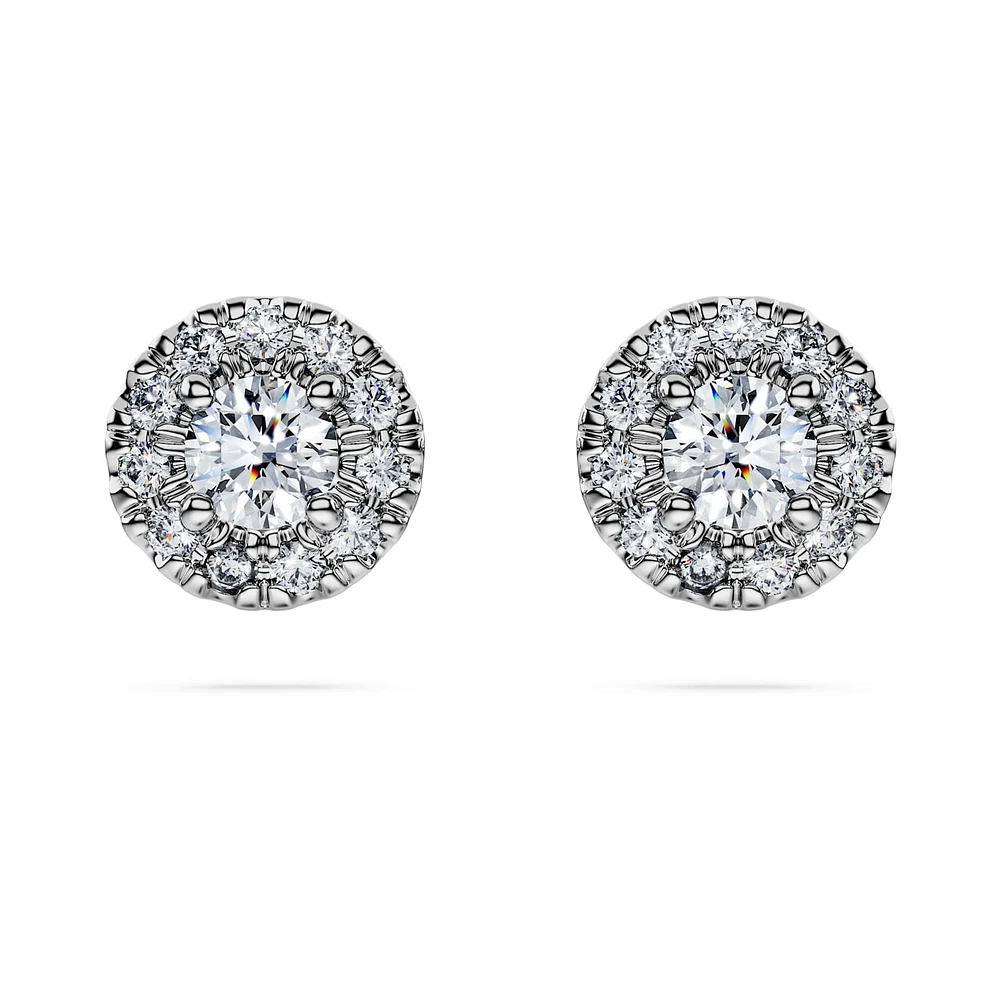 Eternity halo stud earrings, Lab-grown diamonds 0.45 ct tw, Round shape, Sterling silver by SWAROVSKI